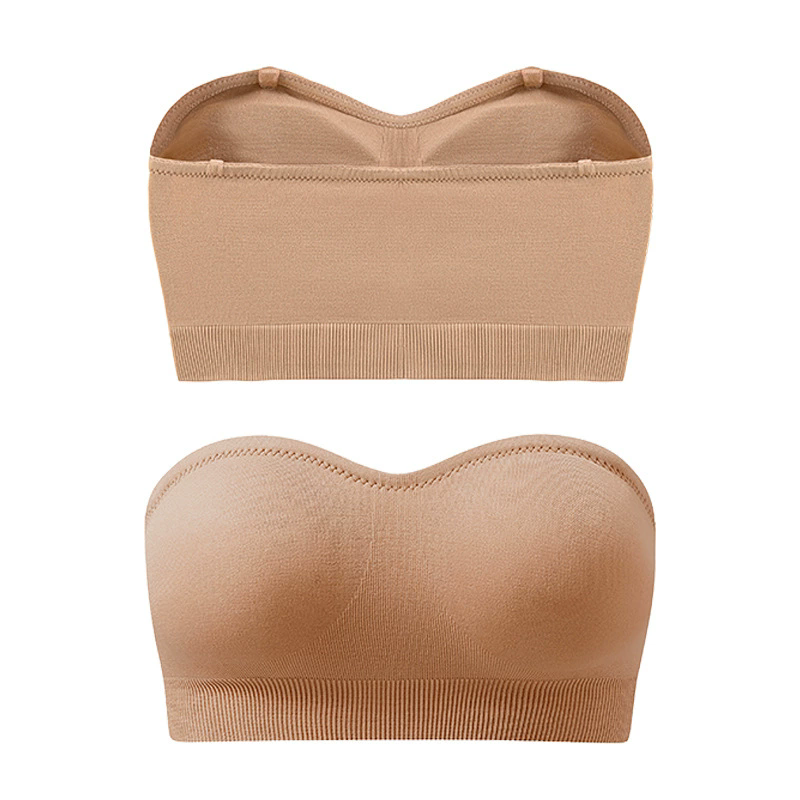 Strapless Bras Comfort Non-Slip Padded Clear Straps Wireless Tube Top Bra