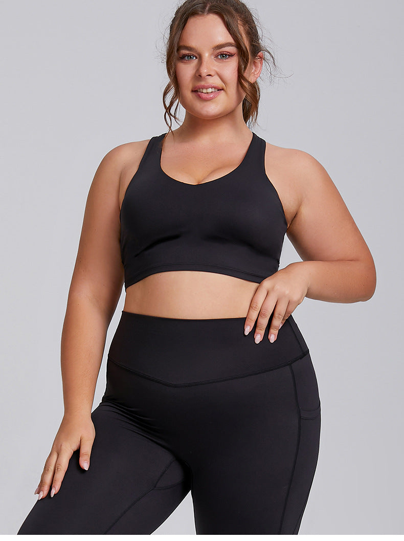 Plus Size Sports Bra for Women Padded Seamless Yoga Exercise Athletic Bras