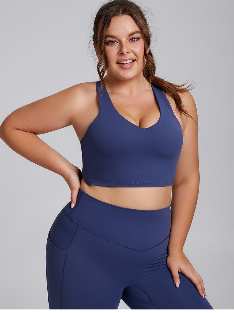 Plus Size Sports Bra for Women Padded Seamless Yoga Exercise Athletic Bras