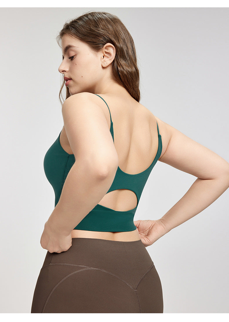 L-Plus Size Women Racerback Padded Yoga Workout Athletic Crop Tank Tops