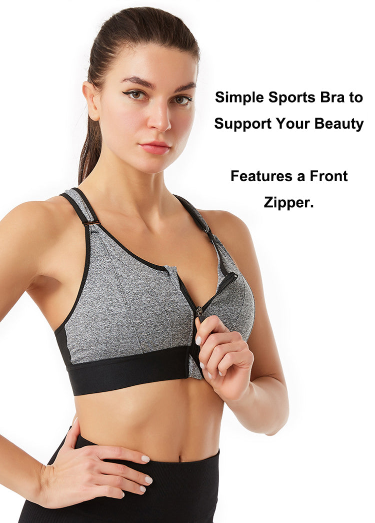 Women's Zip Front Sports Bra Wireless Active Yoga Sports Bras