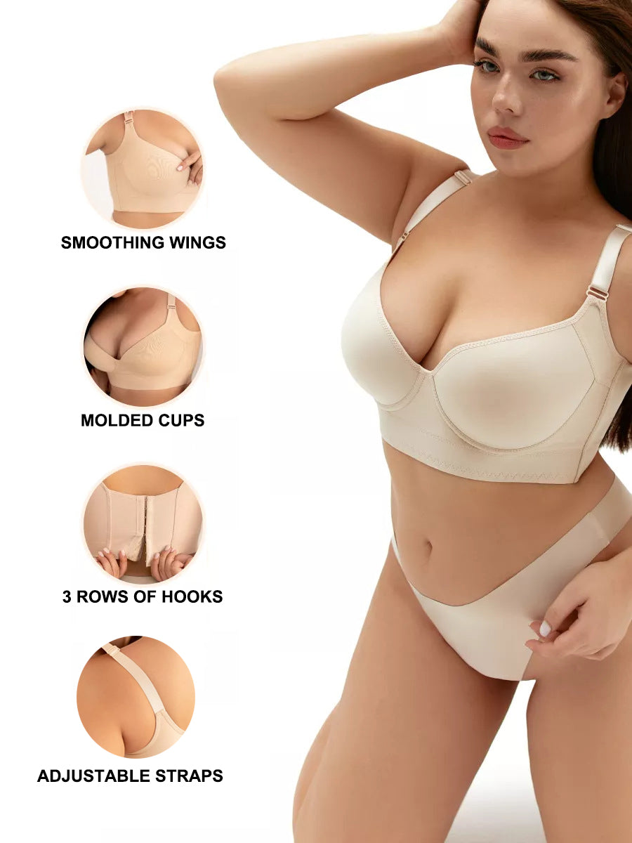 Women's Push Up Smoothing Bra Hide Back Fat Plus Size Bra
