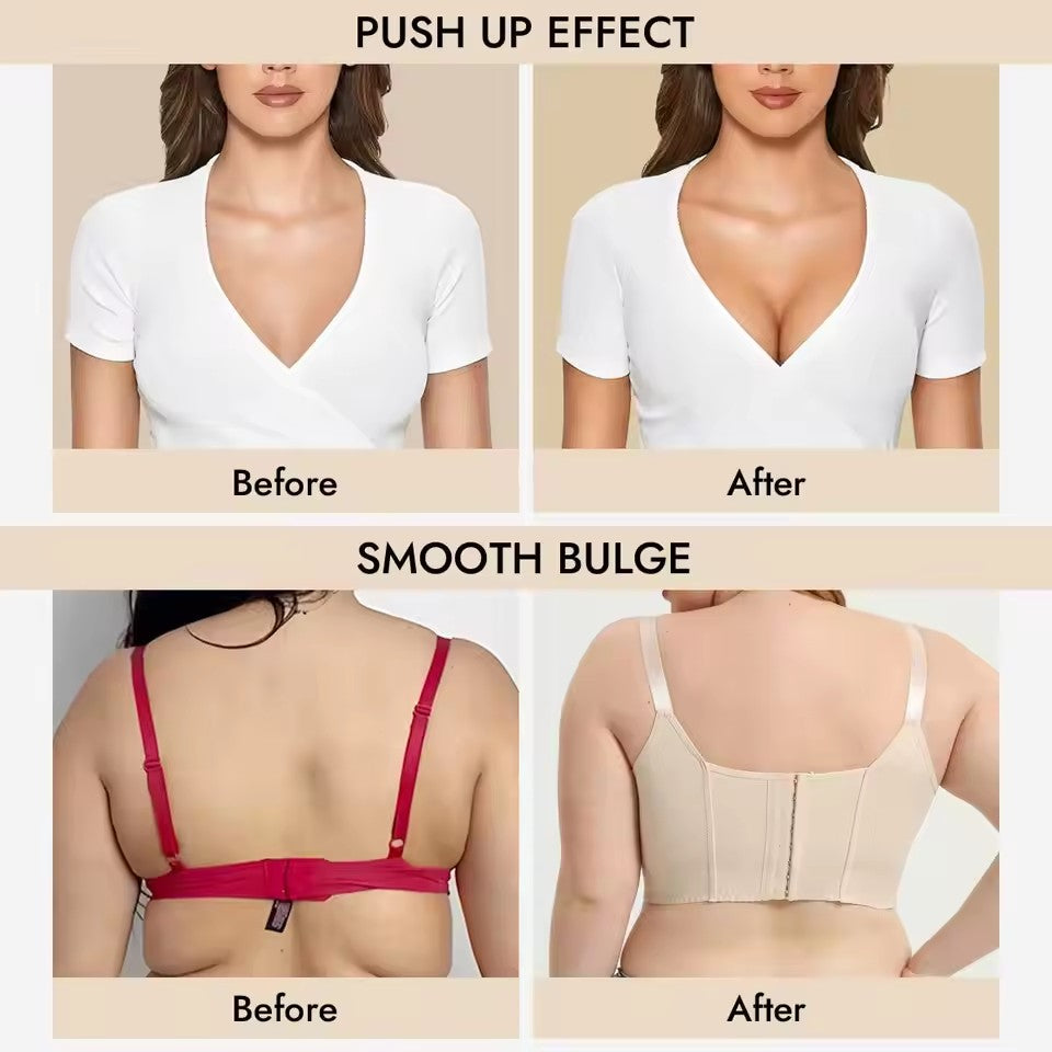 Women's Push Up Smoothing Bra Hide Back Fat Plus Size Bra
