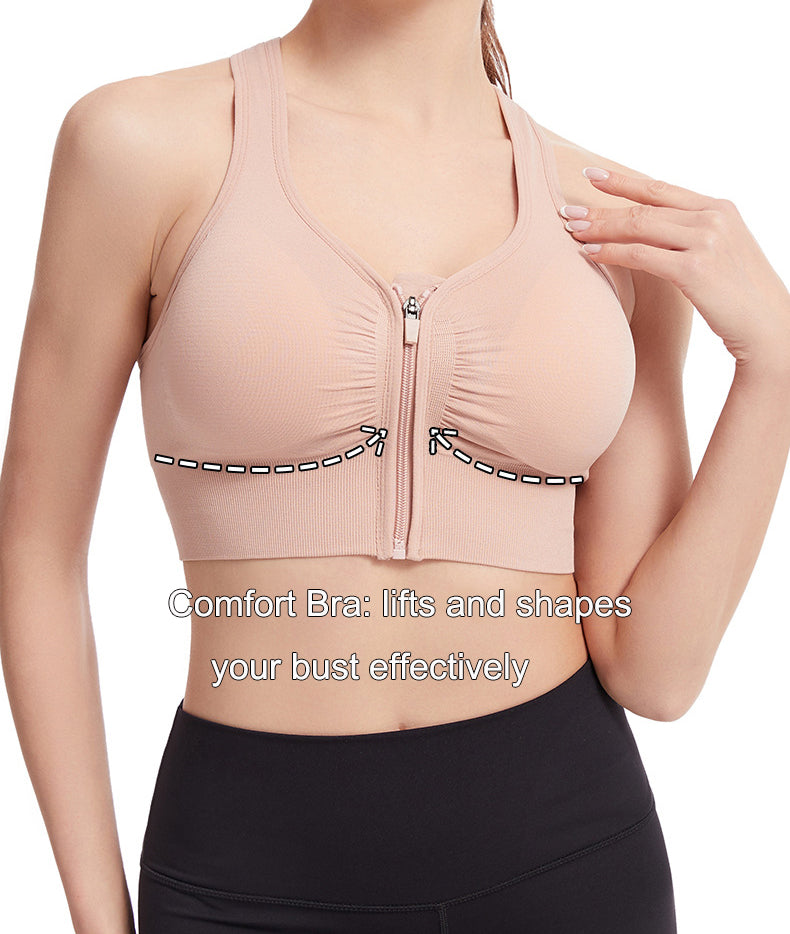 Women Zip Front Sports Bra Wireless Active Yoga Sports Bras