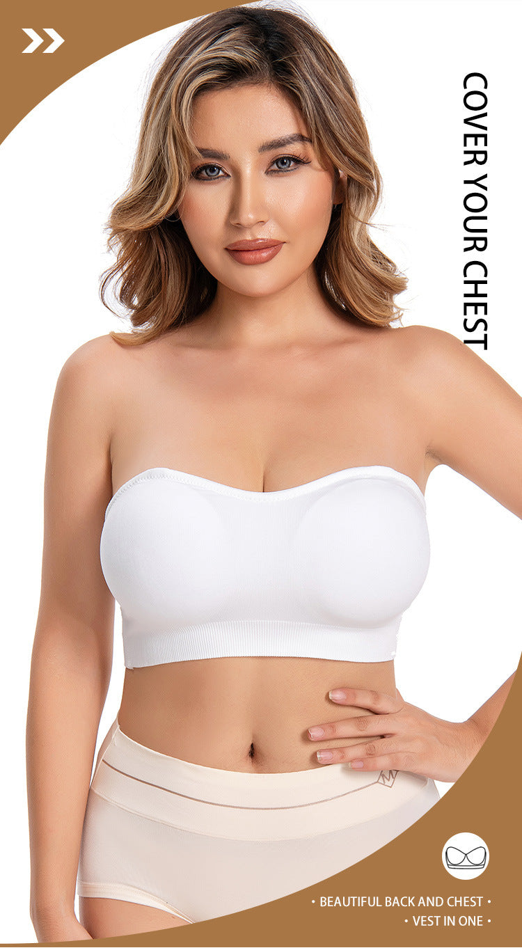 Strapless Bras Comfort Non-Slip Padded Clear Straps Wireless Tube Top Bra