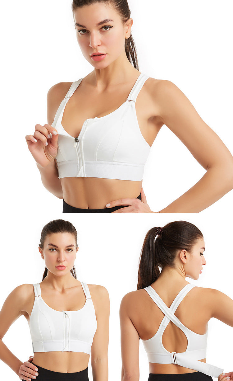Women's Zip Front Sports Bra Wireless Active Yoga Sports Bras Maxinry