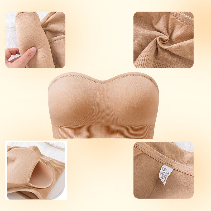 Strapless Bras Comfort Non-Slip Padded Clear Straps Wireless Tube Top Bra