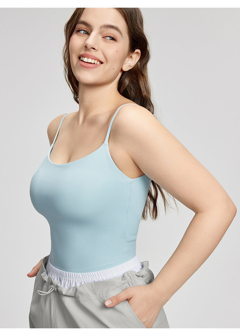L-Plus Size Women Racerback Padded Yoga Workout Athletic Crop Tank Tops