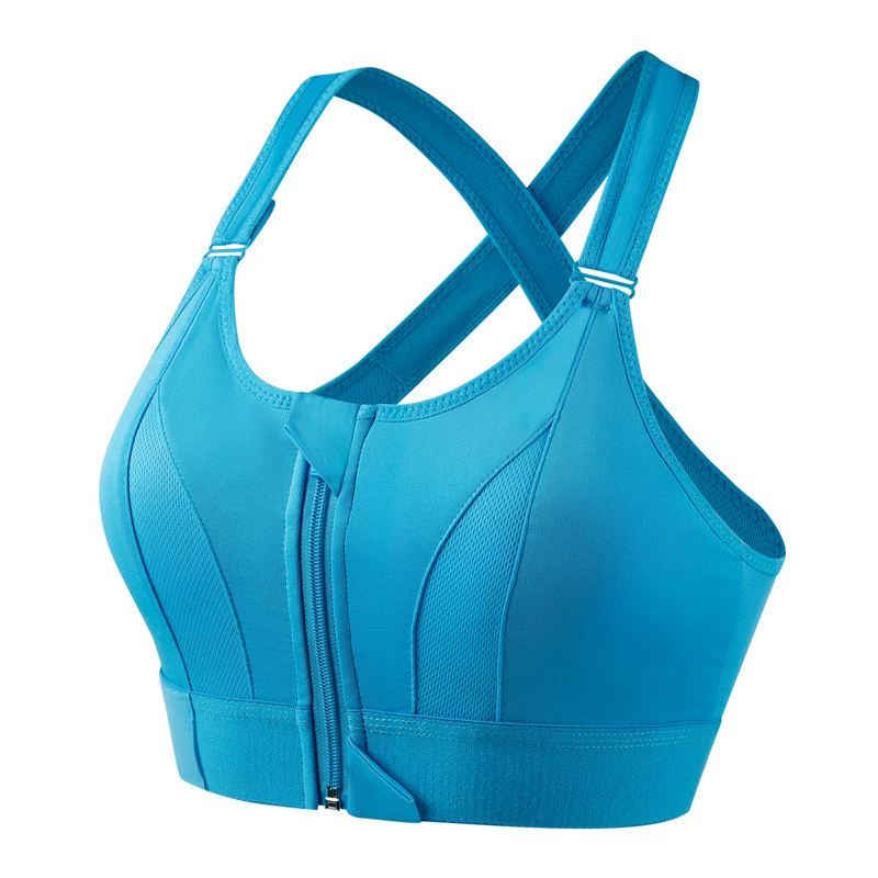 Women's Zip Front Sports Bra Wireless Active Yoga Sports Bras