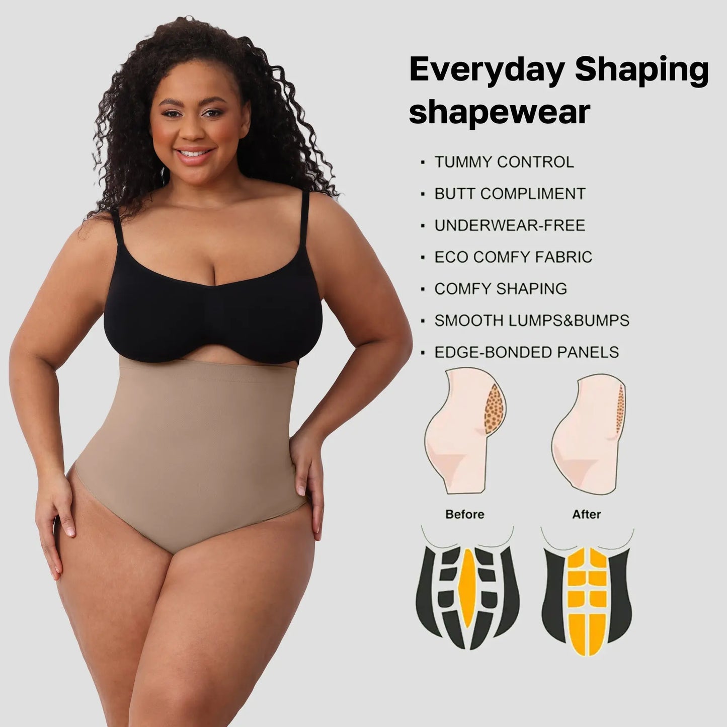 High-Waisted Shaper S-4XL Plus Size Underwear Panty Maxinry