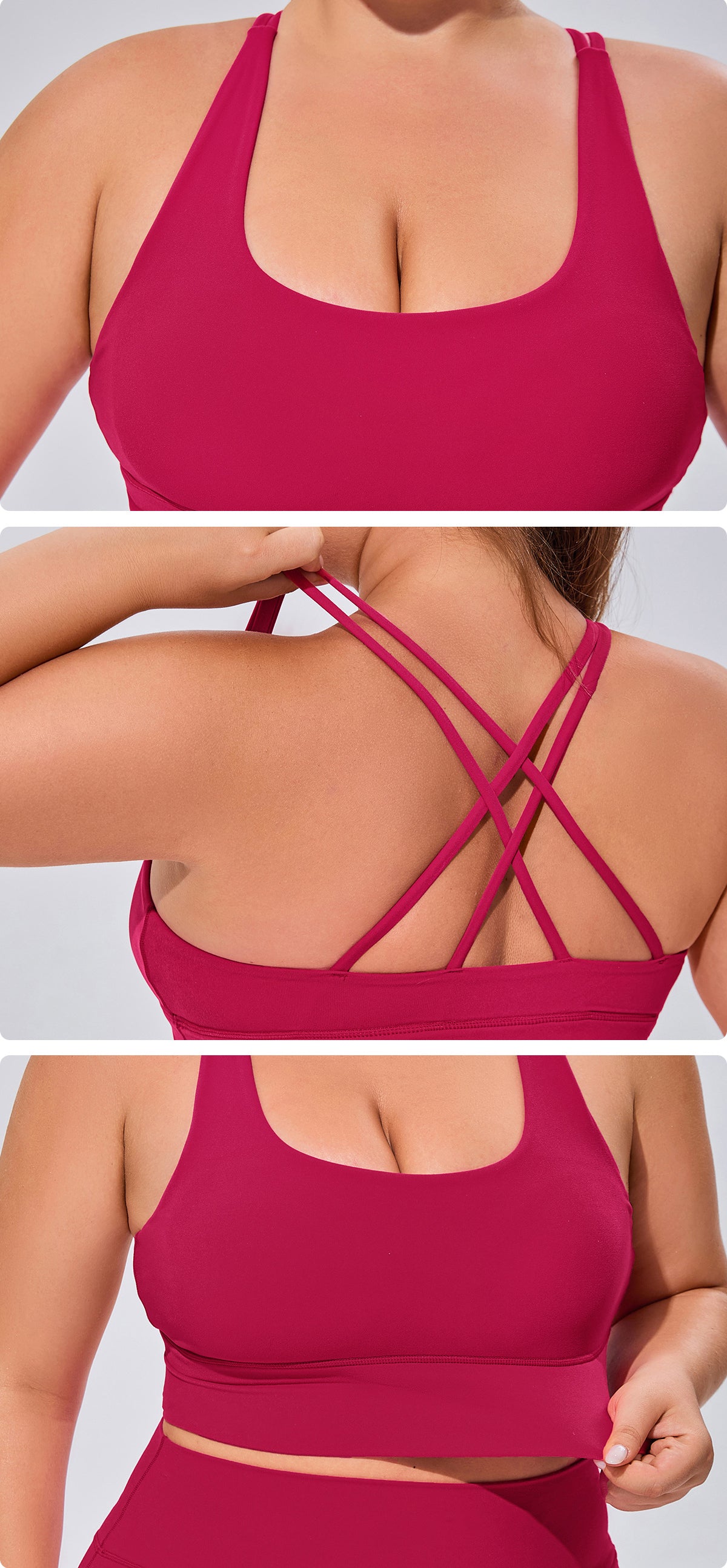 Sports Bras for Women Criss-Cross Back Padded Strappy Yoga Bra with Removable Cups