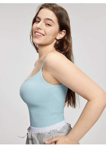 L-Plus Size Women Racerback Padded Yoga Workout Athletic Crop Tank Tops