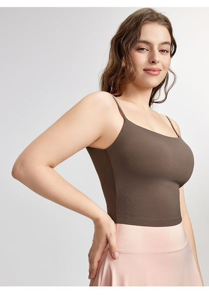 L-Plus Size Women Racerback Padded Yoga Workout Athletic Crop Tank Tops