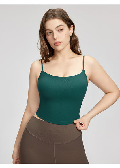 L-Plus Size Women Racerback Padded Yoga Workout Athletic Crop Tank Tops
