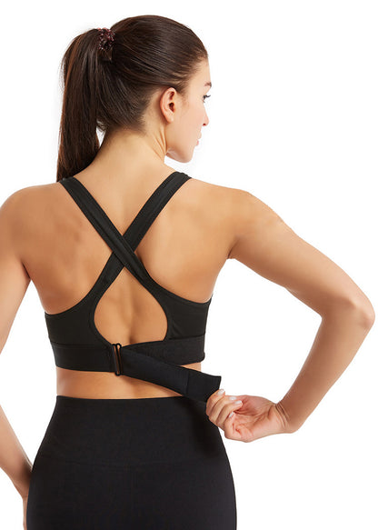 Women's Zip Front Sports Bra Wireless Active Yoga Sports Bras