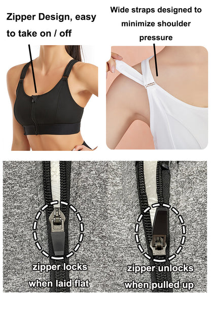 Women's Zip Front Sports Bra Wireless Active Yoga Sports Bras