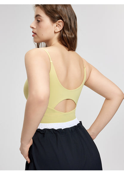 L-Plus Size Women Racerback Padded Yoga Workout Athletic Crop Tank Tops