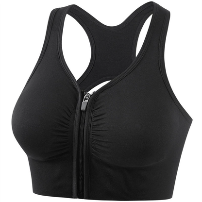 Women Zip Front Sports Bra Wireless Active Yoga Sports Bras