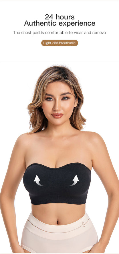 Strapless Bras Comfort Non-Slip Padded Clear Straps Wireless Tube Top Bra