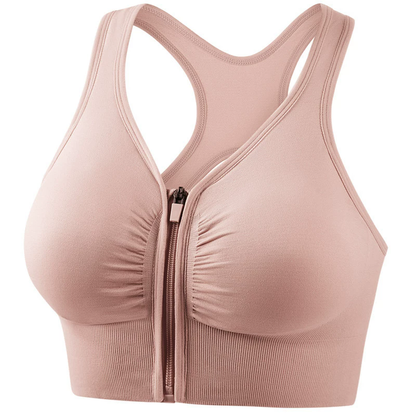 Women Zip Front Sports Bra Wireless Active Yoga Sports Bras