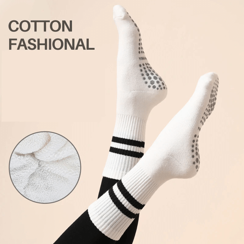 Women Non-Slip Grip Toe Socks Five Fingers Crew Socks for Pilates & Yoga