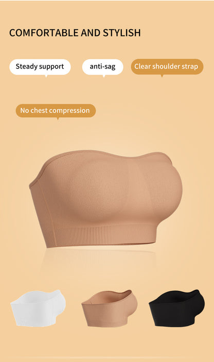 Strapless Bras Comfort Non-Slip Padded Clear Straps Wireless Tube Top Bra
