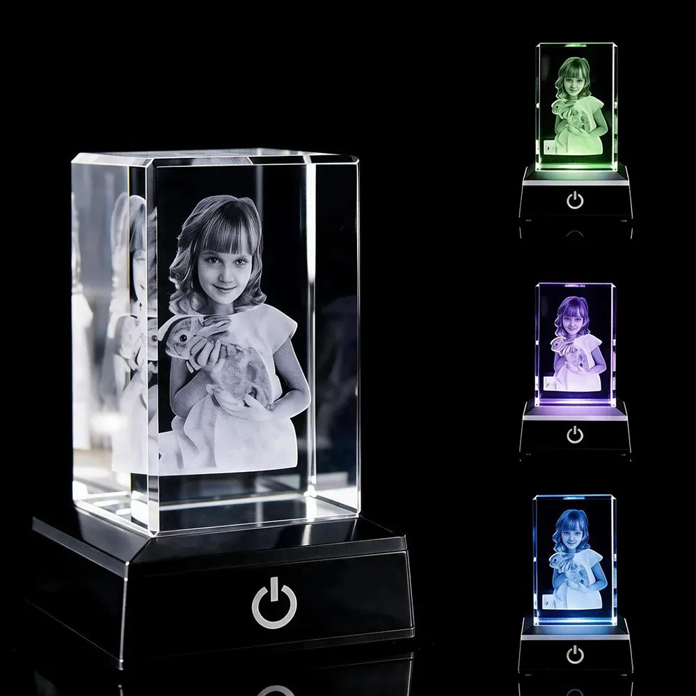 3D/2D Laser Engraved Customized Crystal Photo
