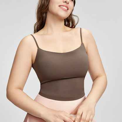 L-Plus Size Women Racerback Padded Yoga Workout Athletic Crop Tank Tops