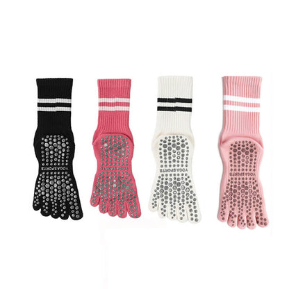 Women Non-Slip Grip Toe Socks Five Fingers Crew Socks for Pilates & Yoga