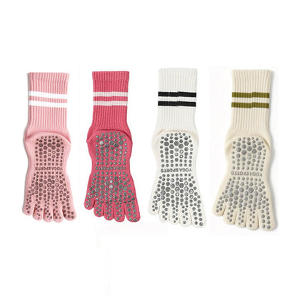 Women Non-Slip Grip Toe Socks Five Fingers Crew Socks for Pilates & Yoga