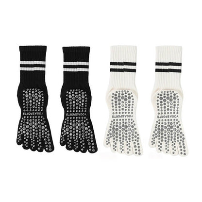 Women Non-Slip Grip Toe Socks Five Fingers Crew Socks for Pilates & Yoga