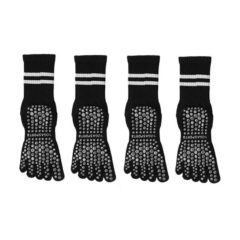 Women Non-Slip Grip Toe Socks Five Fingers Crew Socks for Pilates & Yoga