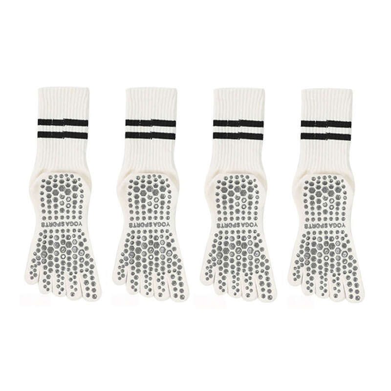 Women Non-Slip Grip Toe Socks Five Fingers Crew Socks for Pilates & Yoga