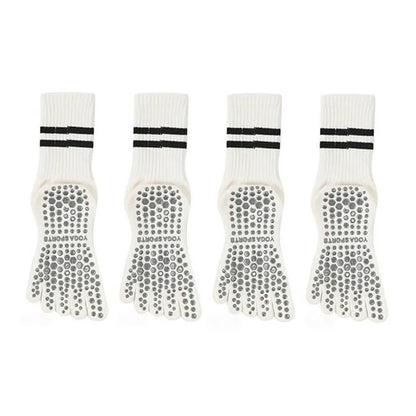 Women Non-Slip Grip Toe Socks Five Fingers Crew Socks for Pilates & Yoga