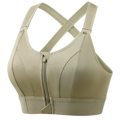 Women's Zip Front Sports Bra Wireless Active Yoga Sports Bras