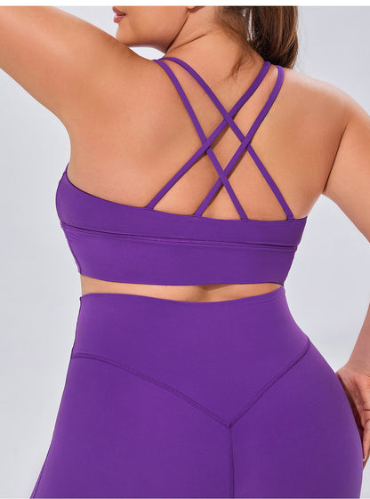 Sports Bras for Women Criss-Cross Back Padded Strappy Yoga Bra with Removable Cups